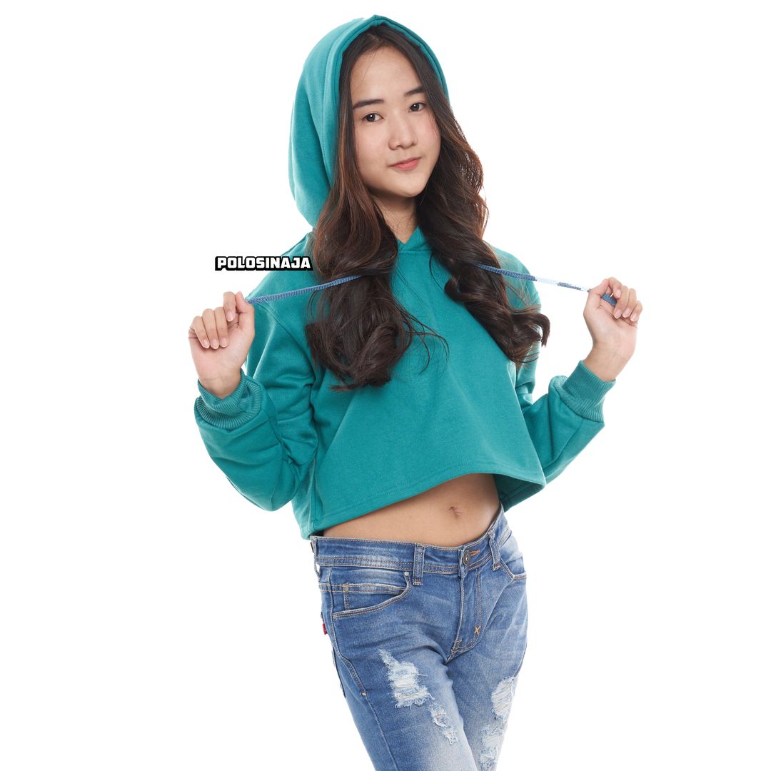 CROP HOODIE - TEAL