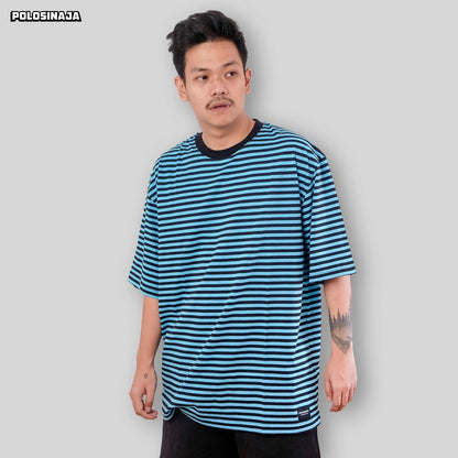 KAOS OVERSIZE STRIPE - HITAM TURKISH MUDA