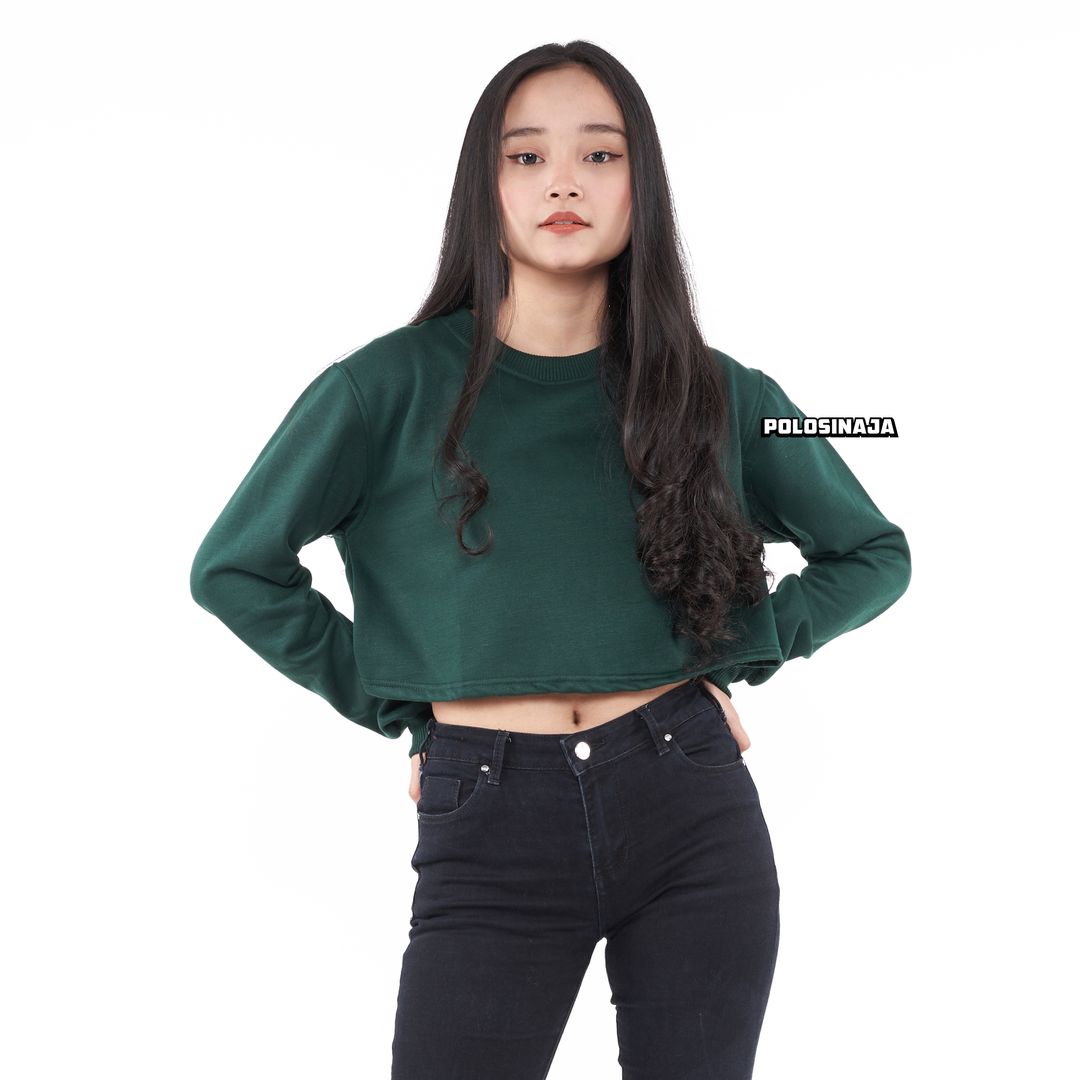 CROP SWEATER - HIJAU BOTOL