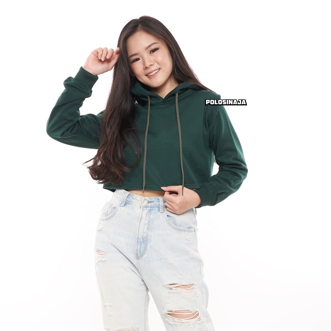 CROP HOODIE - HIJAU BOTOL