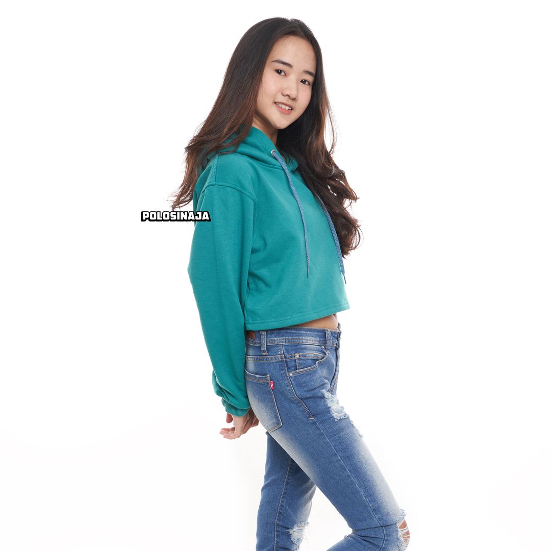 CROP HOODIE - TEAL