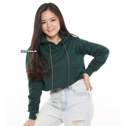 CROP HOODIE - HIJAU BOTOL