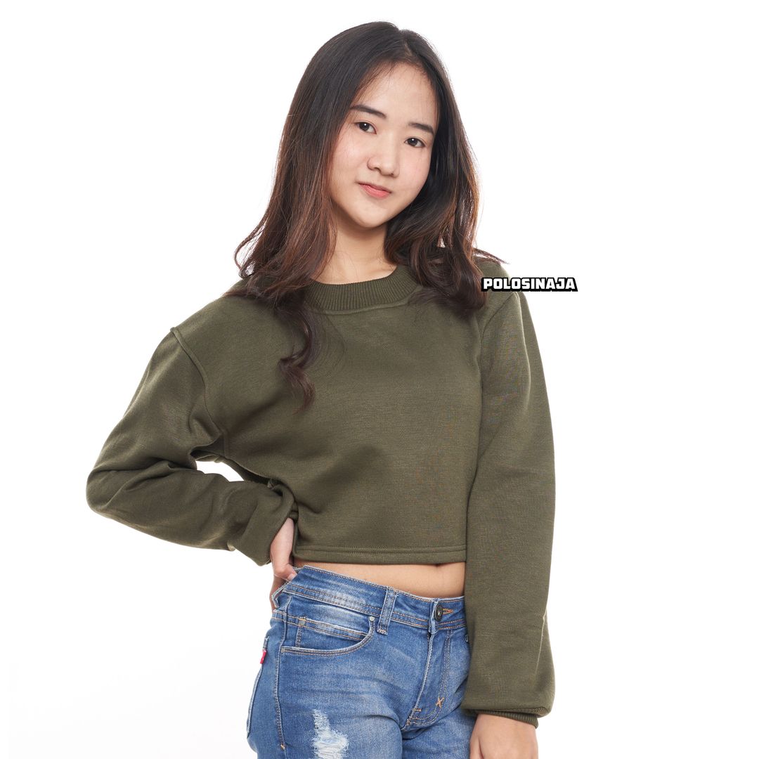 CROP SWEATER - HIJAU ARMY