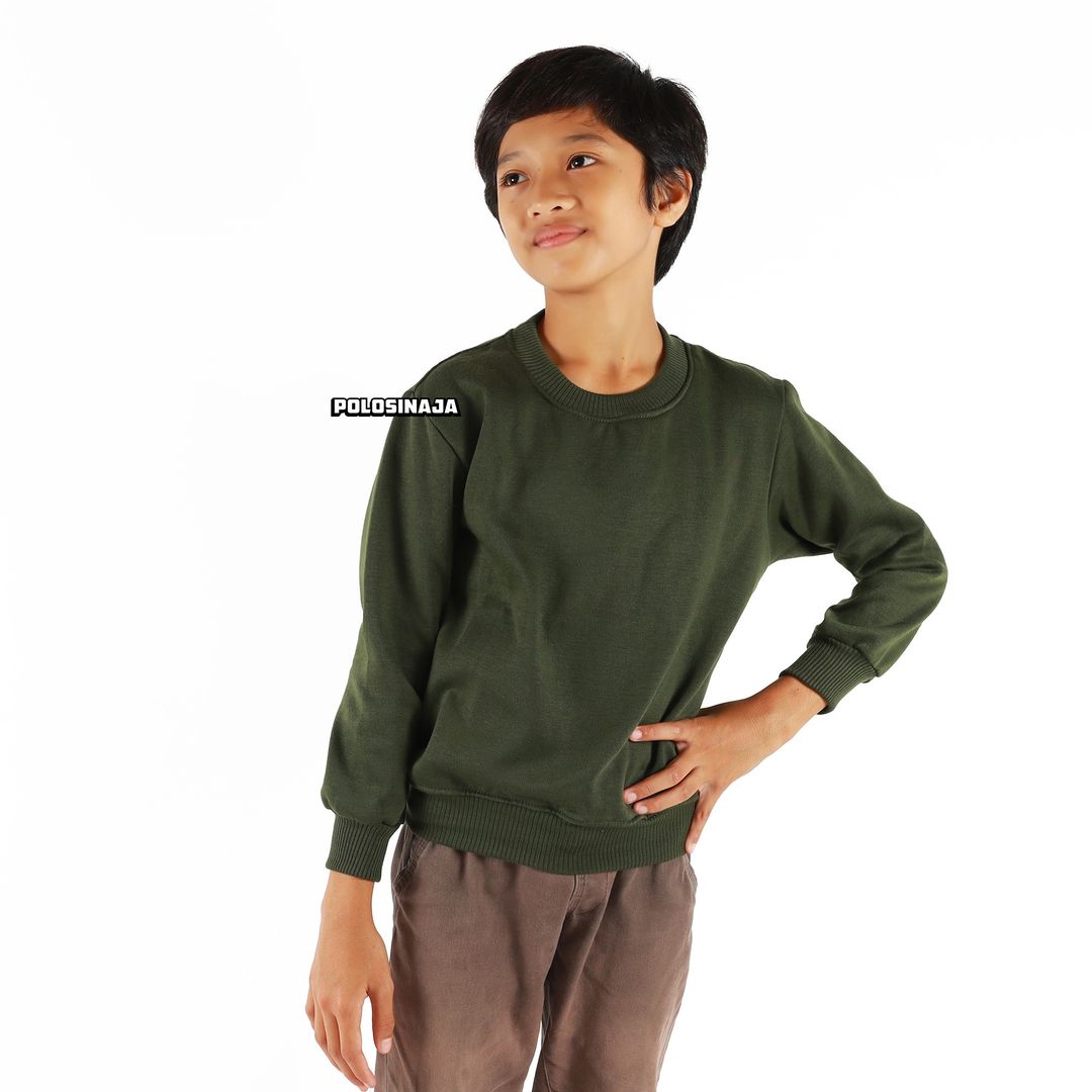 BASIC SWEATER ANAK - HIJAU ARMY