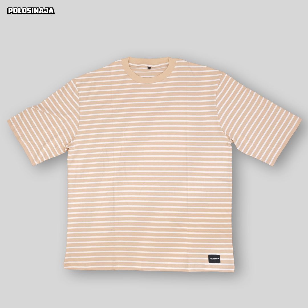 KAOS OVERSIZE STRIPE - BEIGE PUTIH