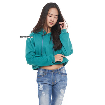 CROP HOODIE - TEAL