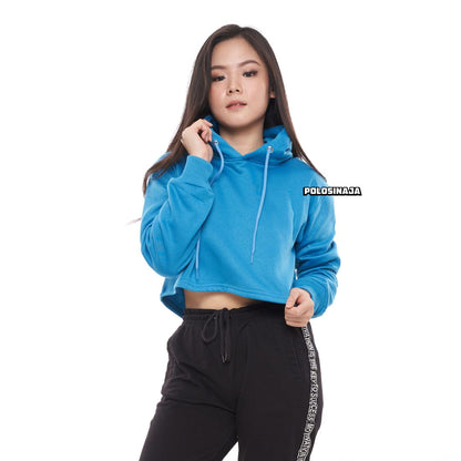 CROP HOODIE - TURKISH BLUE