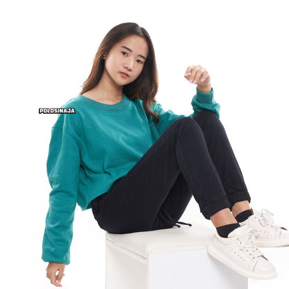 CROP HOODIE - TEAL