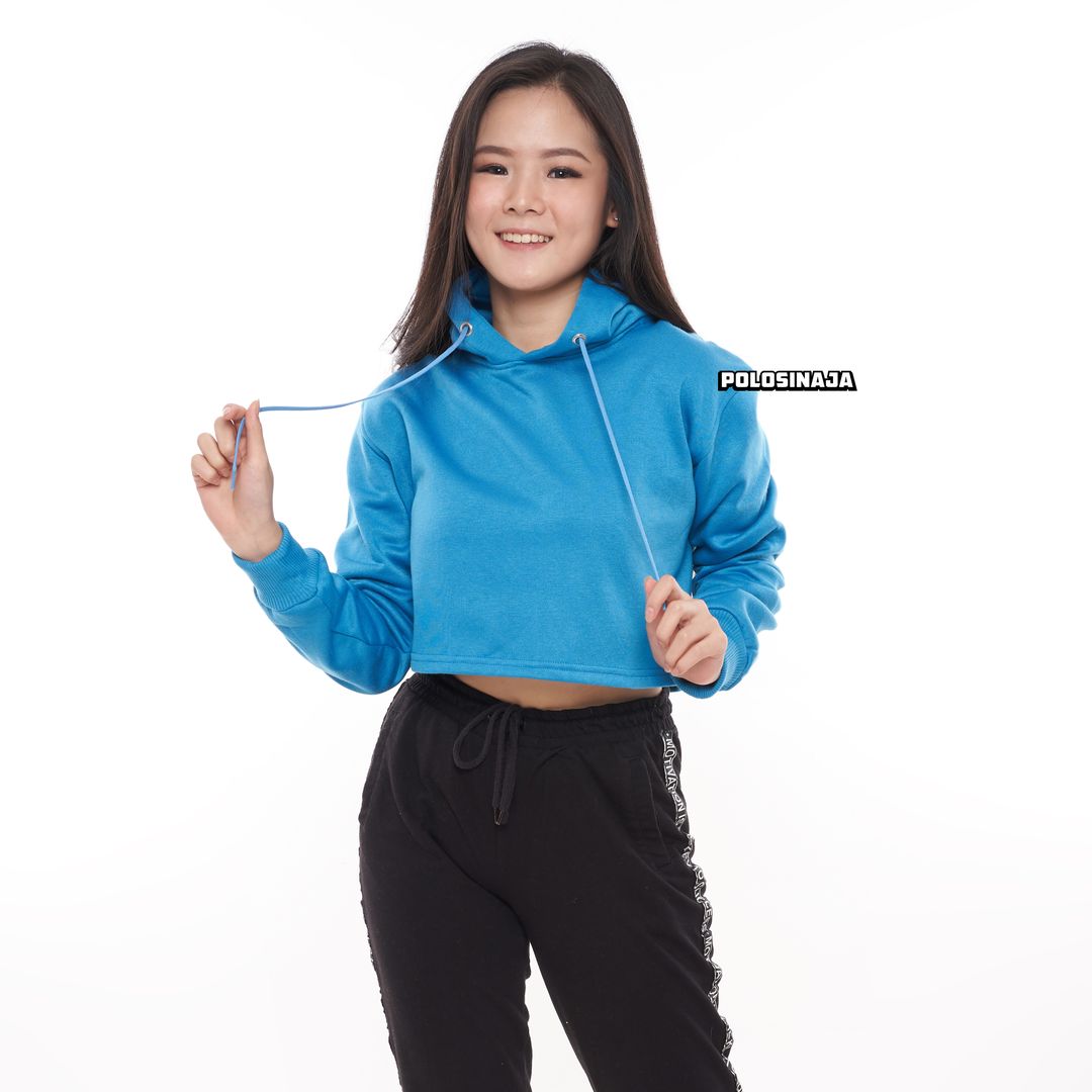 CROP HOODIE - TURKISH BLUE