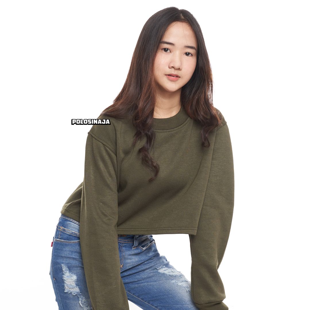 CROP SWEATER - HIJAU ARMY