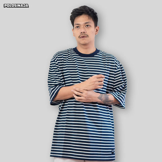 KAOS OVERSIZE STRIPE - NAVY PUTIH