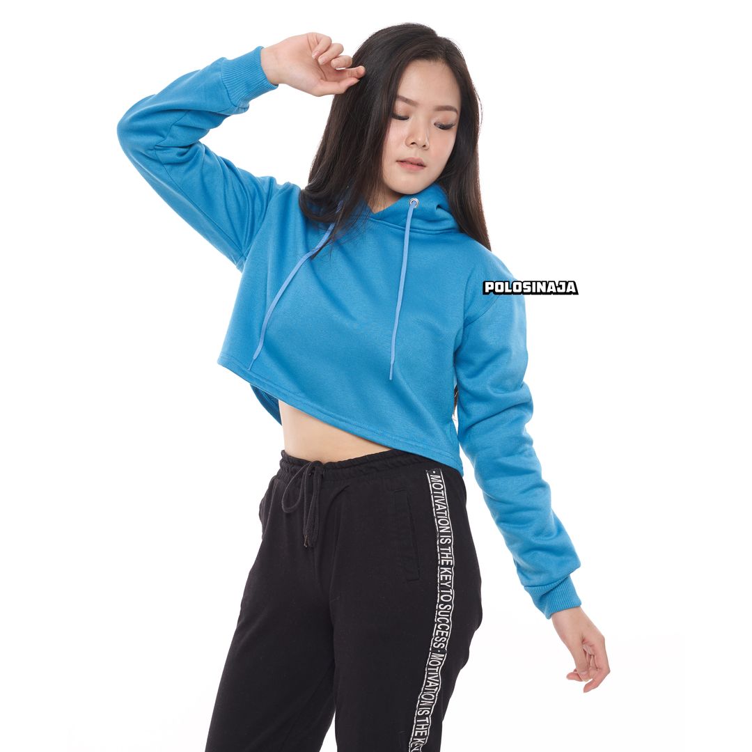 CROP HOODIE - TURKISH BLUE