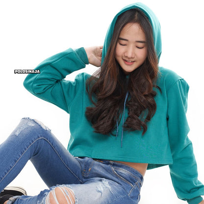 CROP HOODIE - TEAL