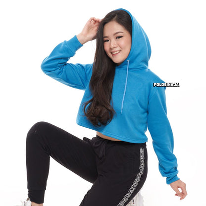 CROP HOODIE - TURKISH BLUE