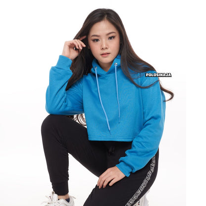 CROP HOODIE - TURKISH BLUE