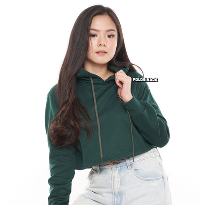 CROP HOODIE - HIJAU BOTOL